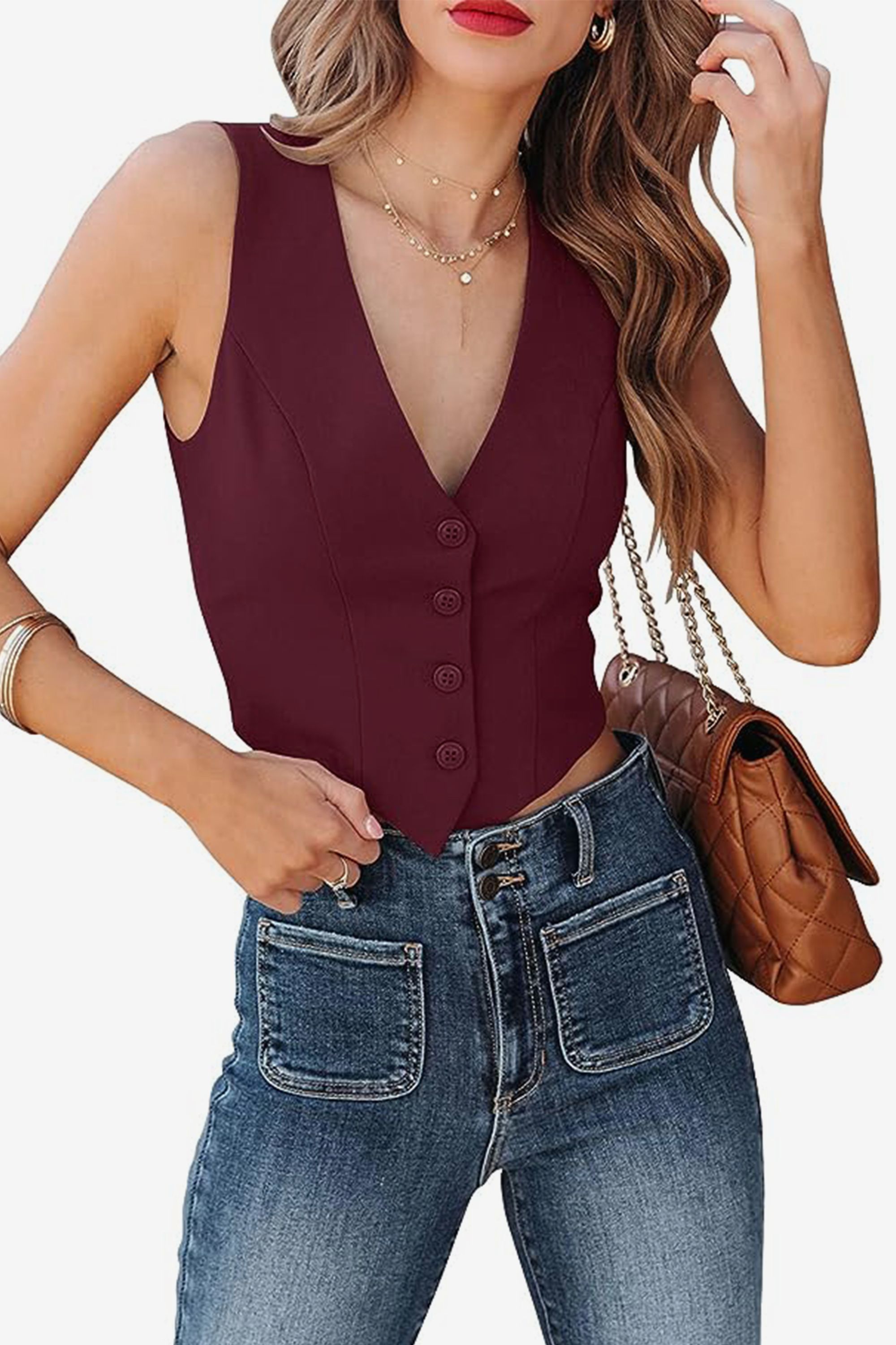Women's Business Button Up Sleeveless Vests