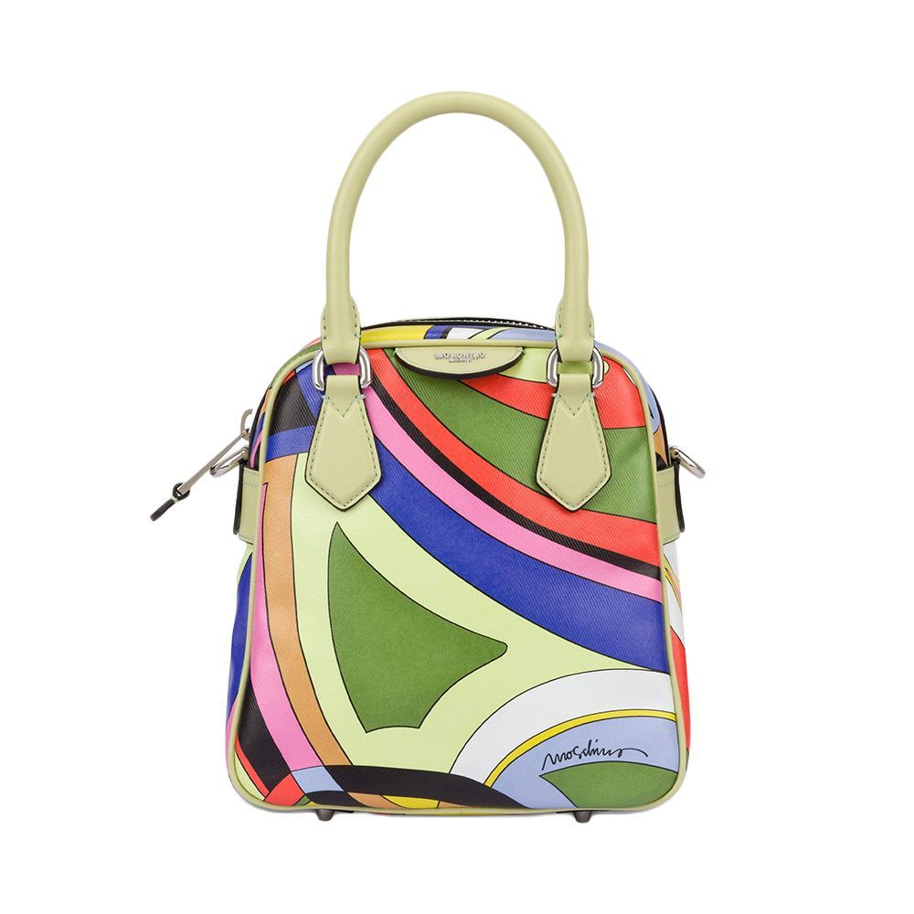 Multi-Coloured Print Canvas Handbag