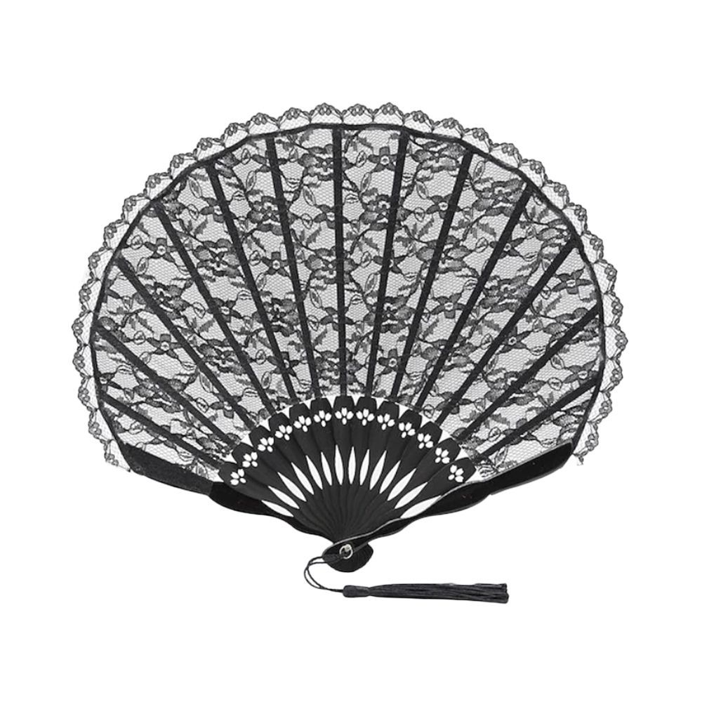 Black Lace Folding Fan