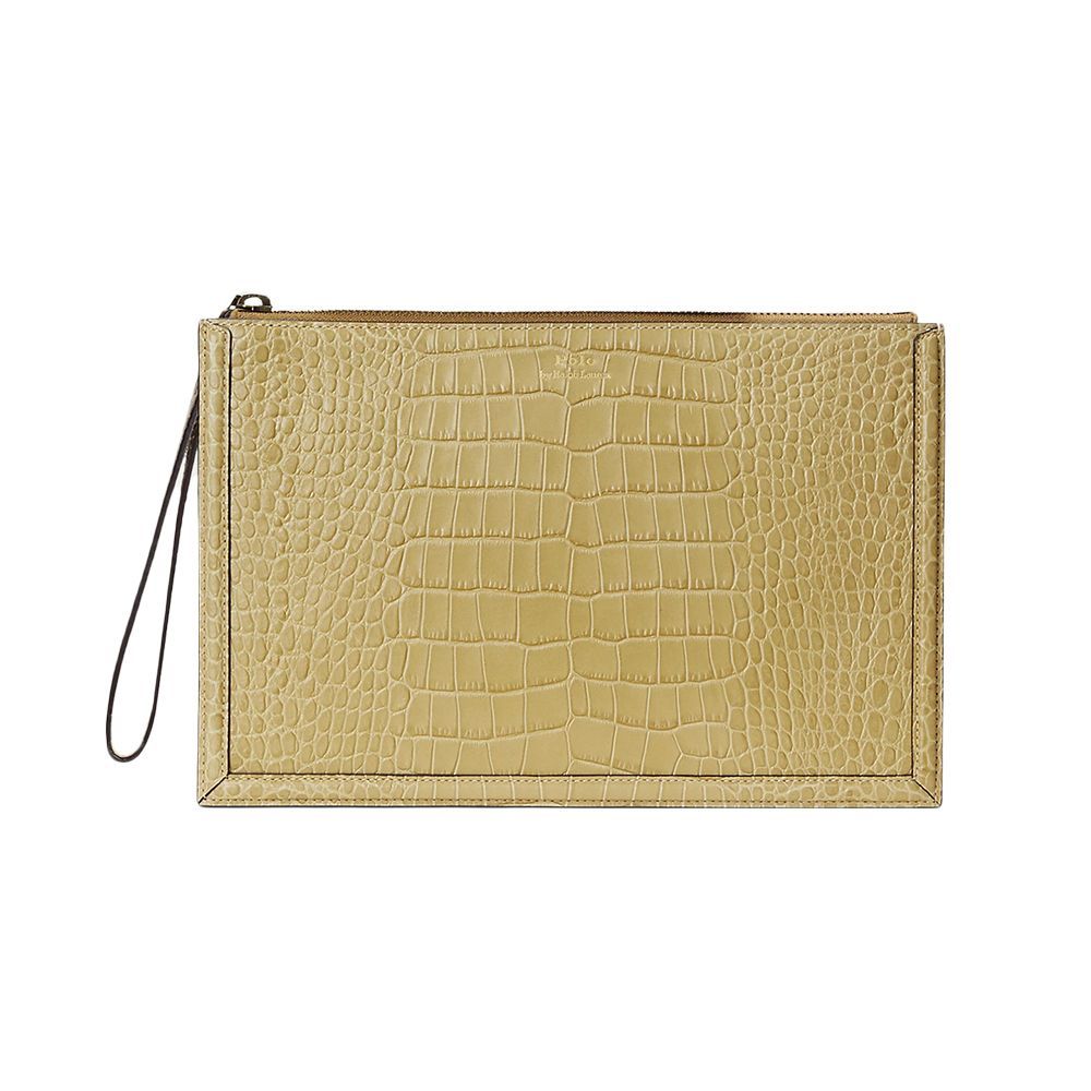 Embossed Leather Envelope Clutch 