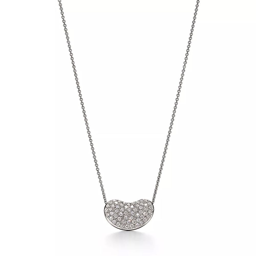 Elsa Peretti® Bean® Design Pendant in Platinum with Pavé Diamonds, 18 mm