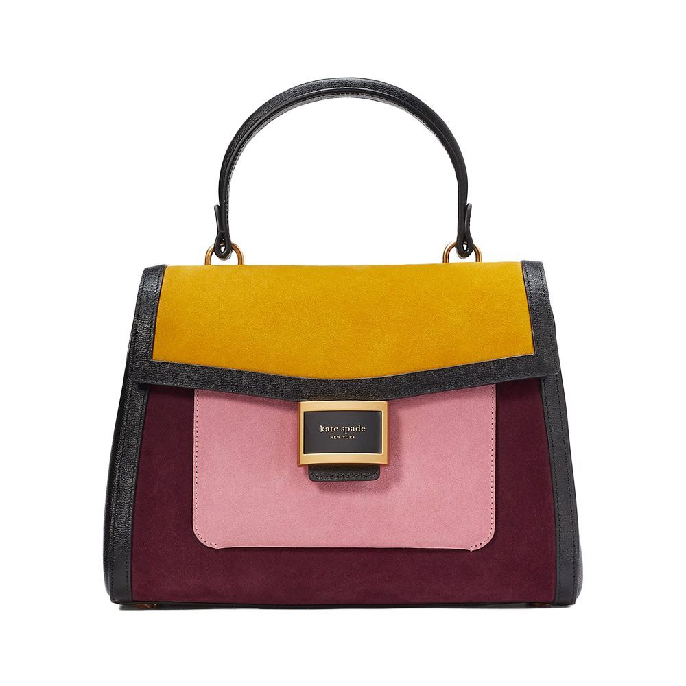 Katy Colorblocked Suede Medium Top-Handle Bag