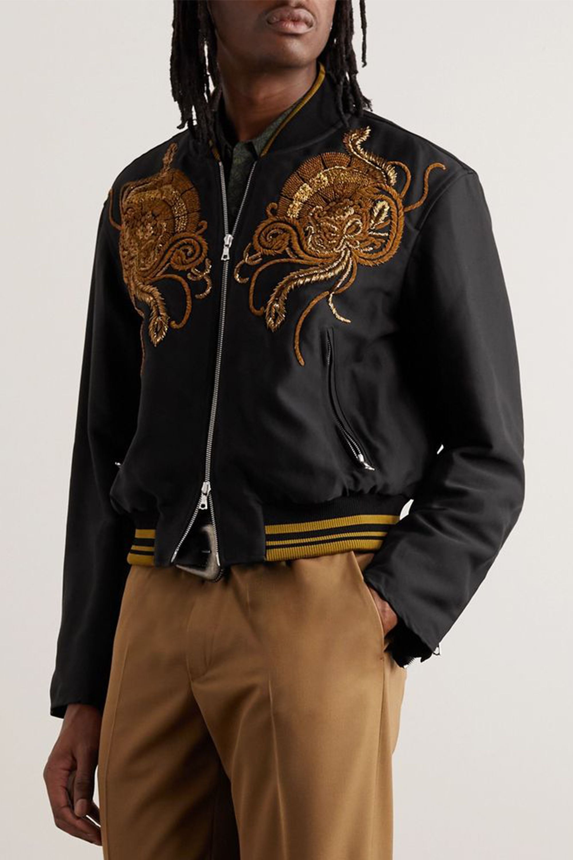 Vamps Embroidered Jersey Bomber Jacket