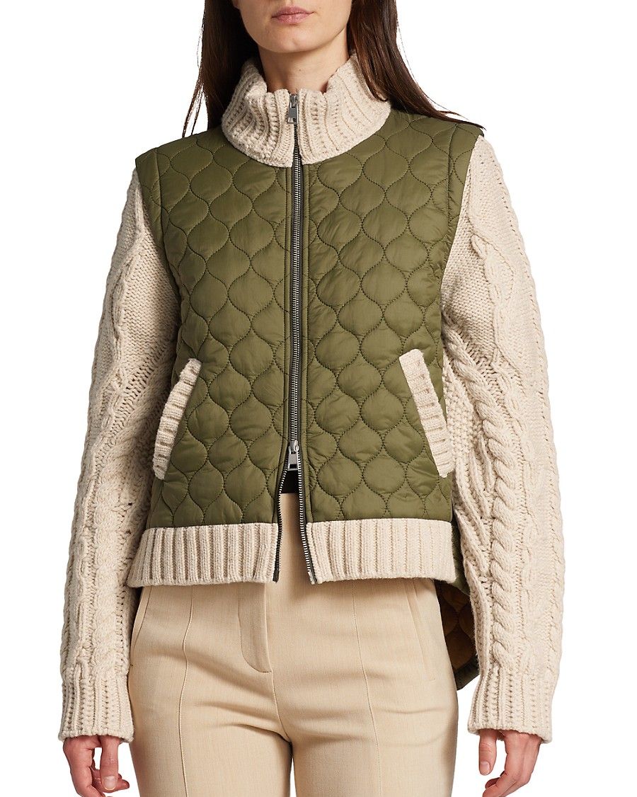 Patra Quilted Wool-Blend Mixed-Media Jacket