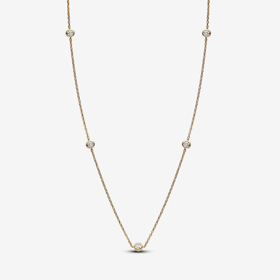 Pandora Era Bezel Lab-grown Diamond Station Necklace in 14k Gold