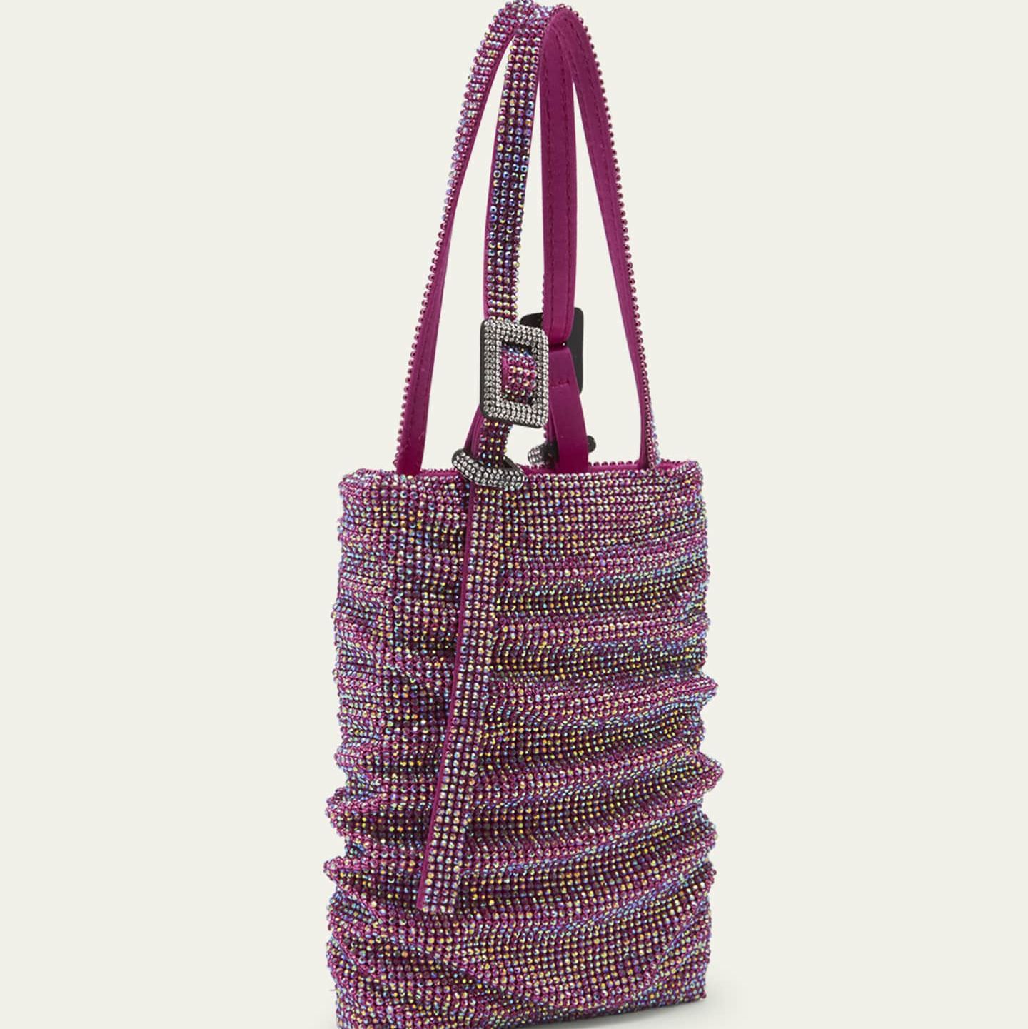 Lollo La Petite Ruched Crystal Top-Handle Bag