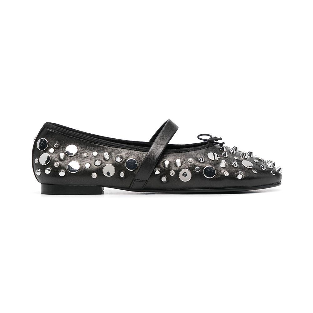 Studded Leather Ballerina Shoes