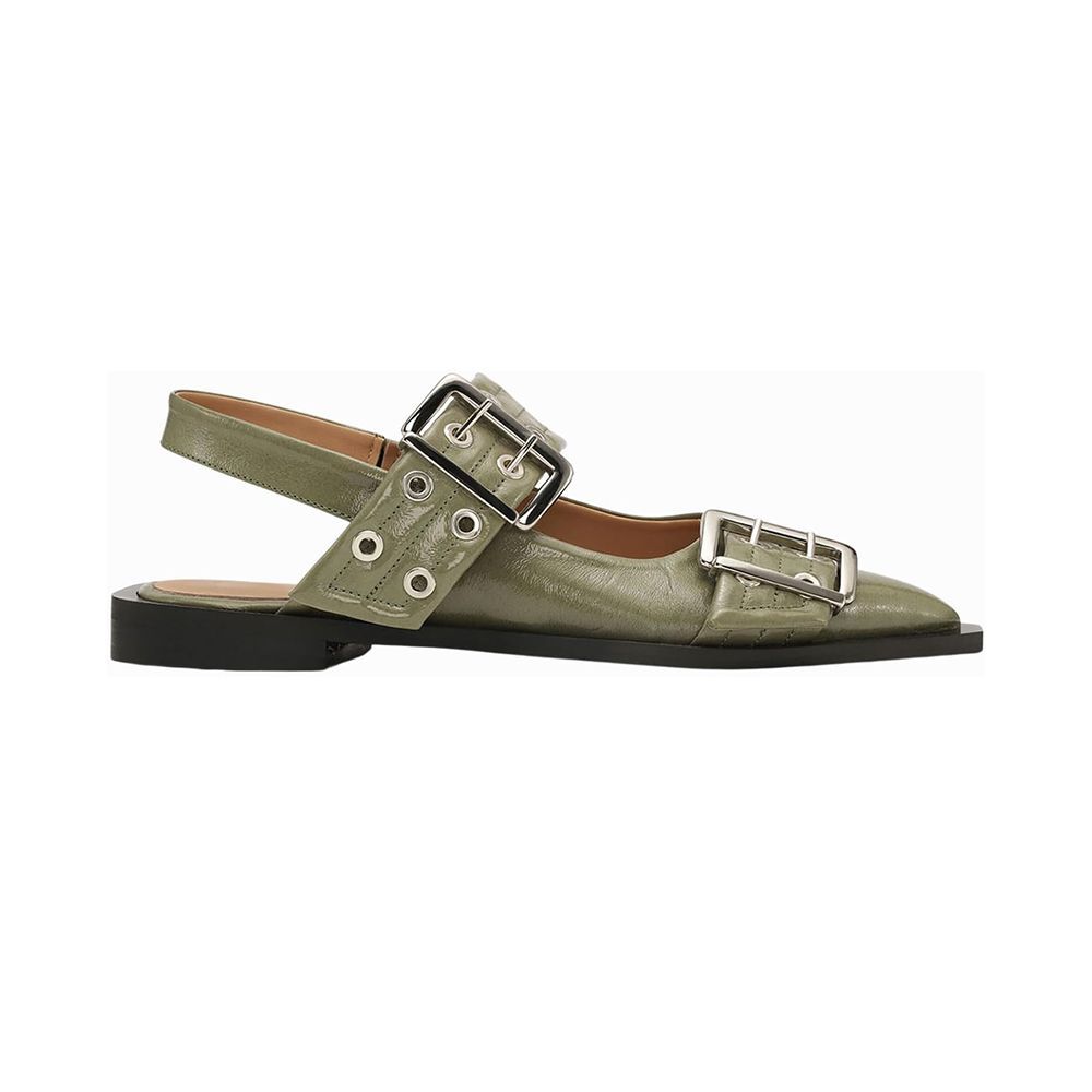 Wide Welt Buckle Ballet Flats