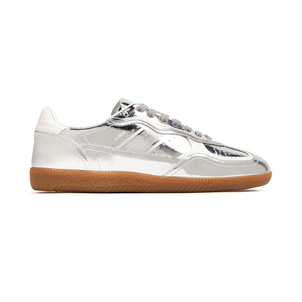 Rife Shimmer Silver Cream Leather Sneakers