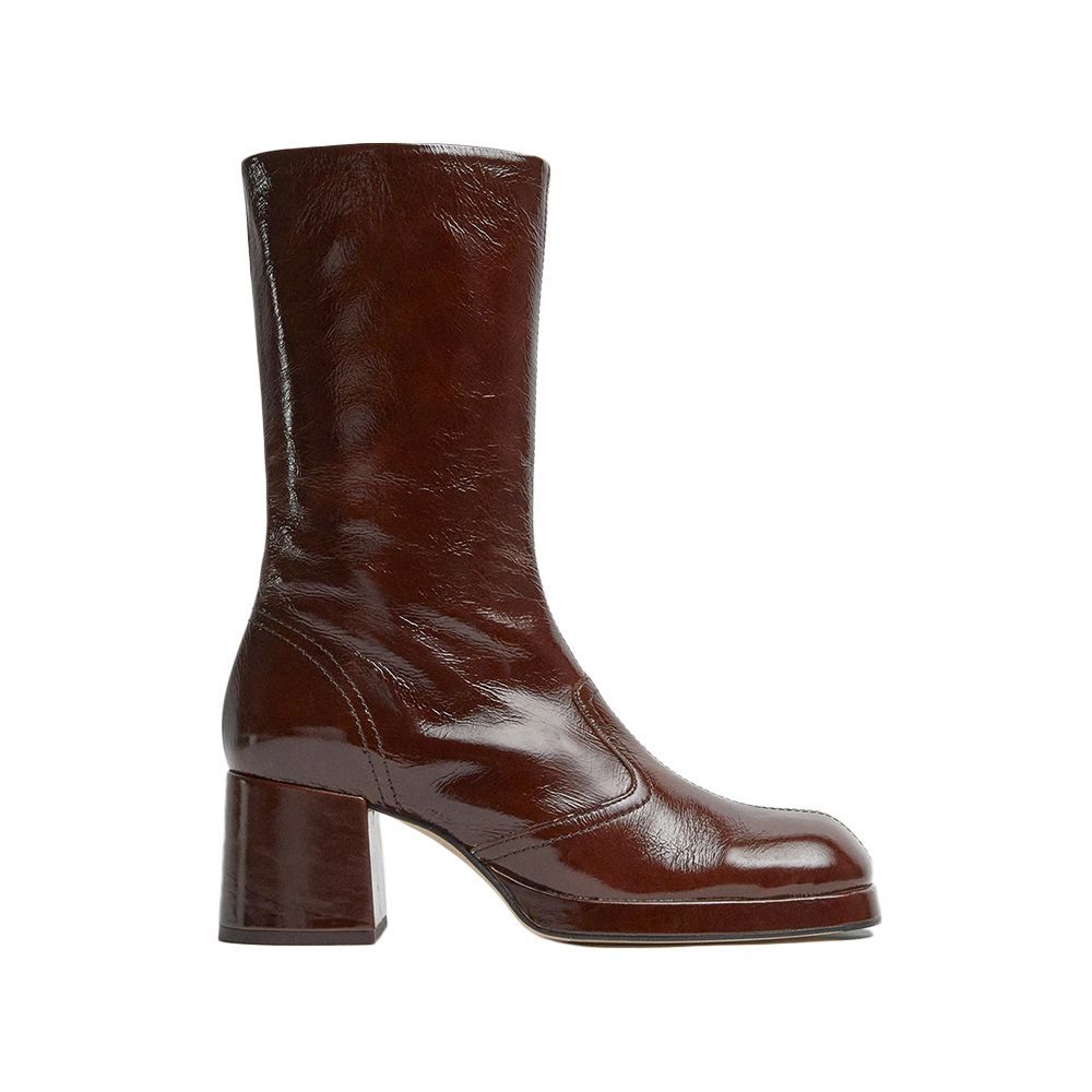 Cass Brown Patent Boots