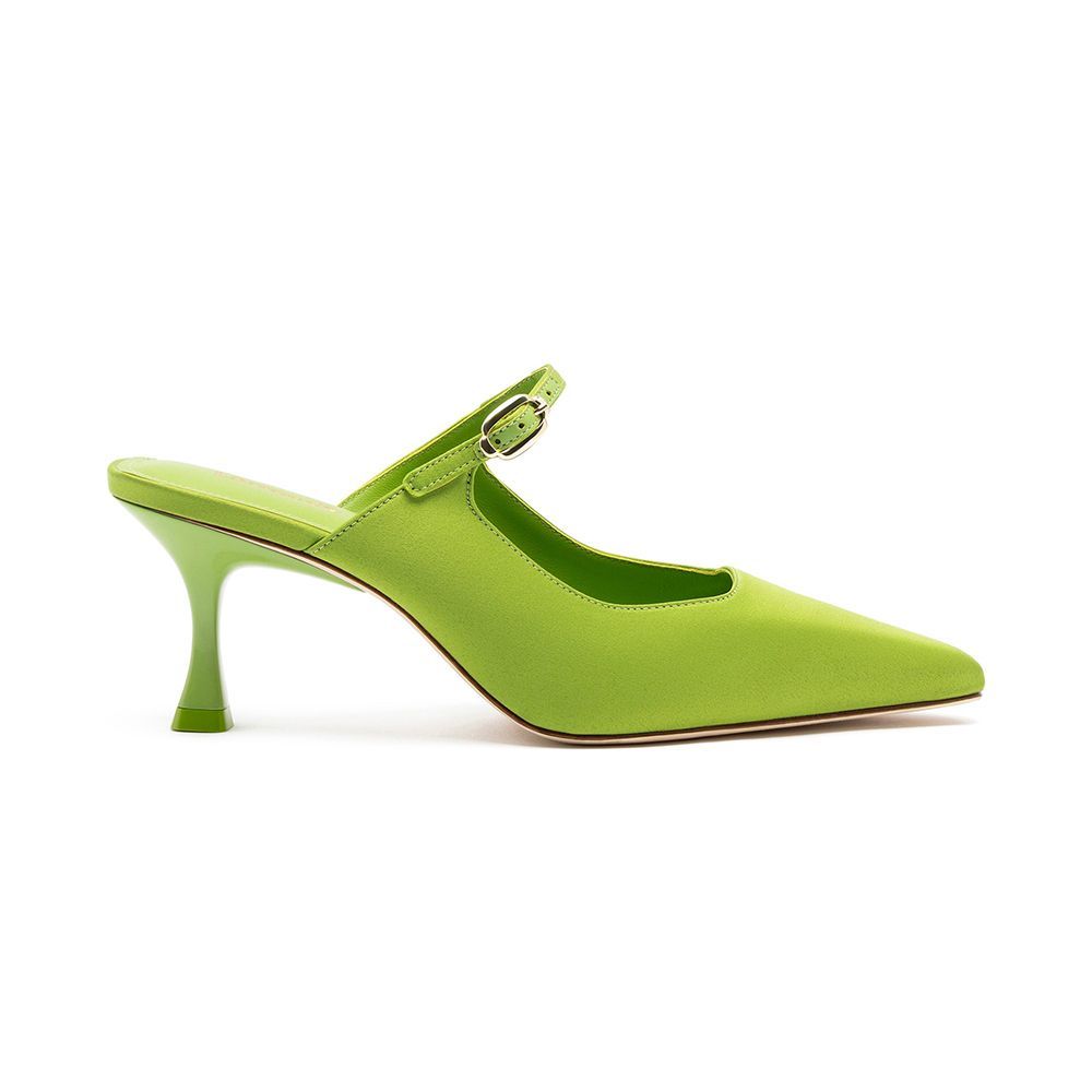 Ines Mule In Kiwi Satin