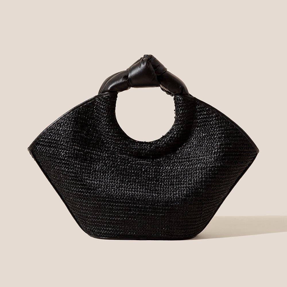 Castell Raffia Knotted-handle Tote Bag