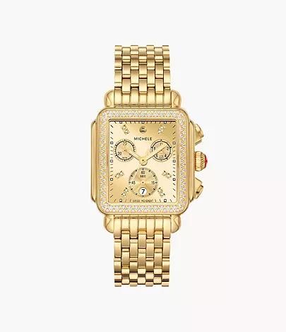 Deco Diamond High Shine 18K Gold-Plated Watch