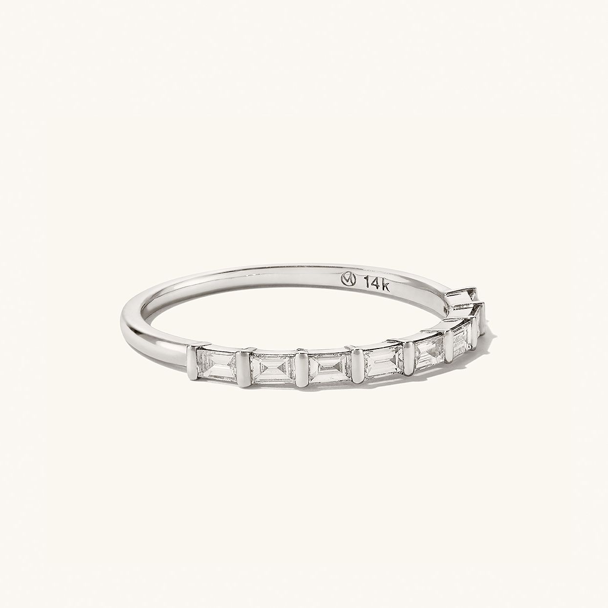 Baguette Diamond Half Eternity Band White Gold