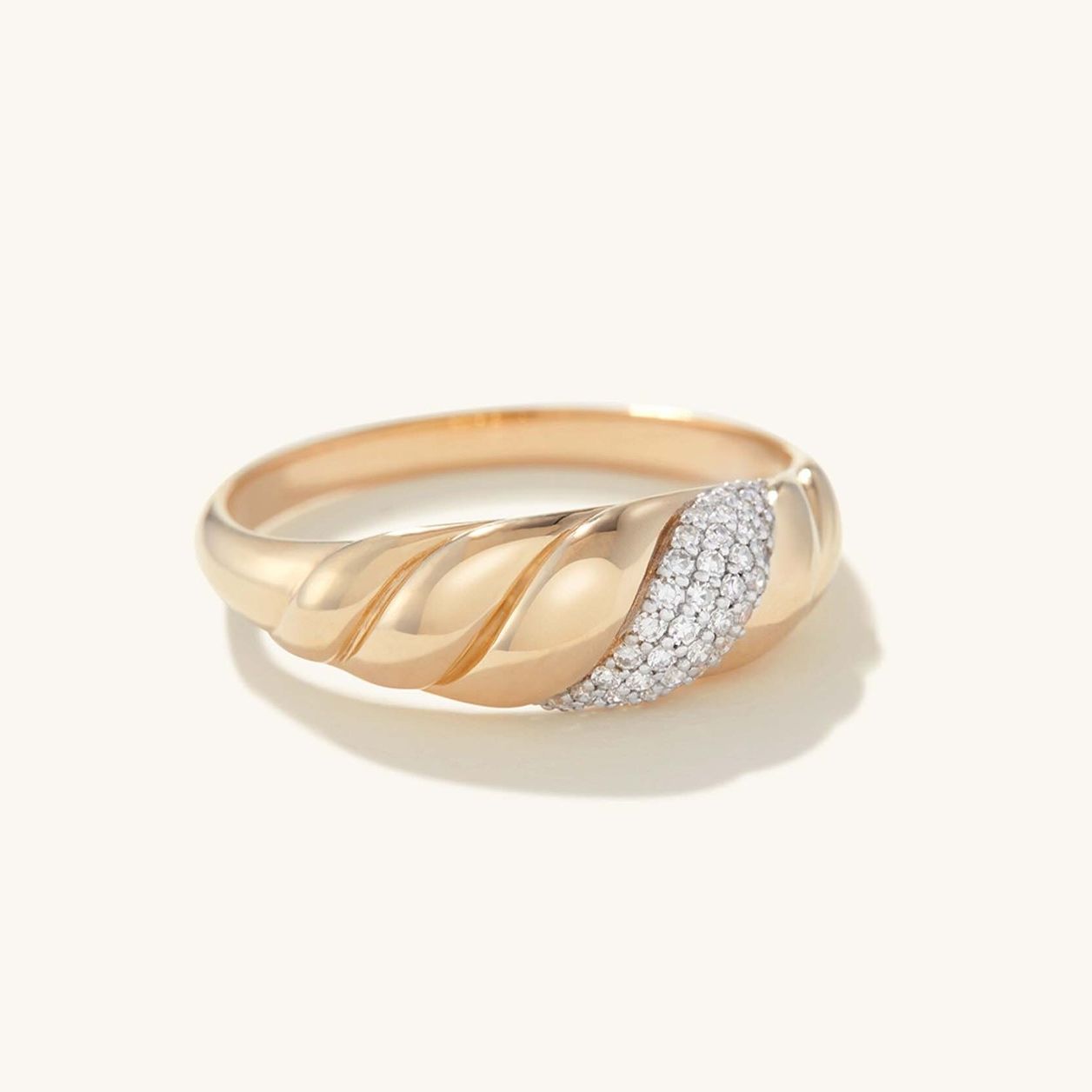 Pave Diamond Croissant Dome Ring