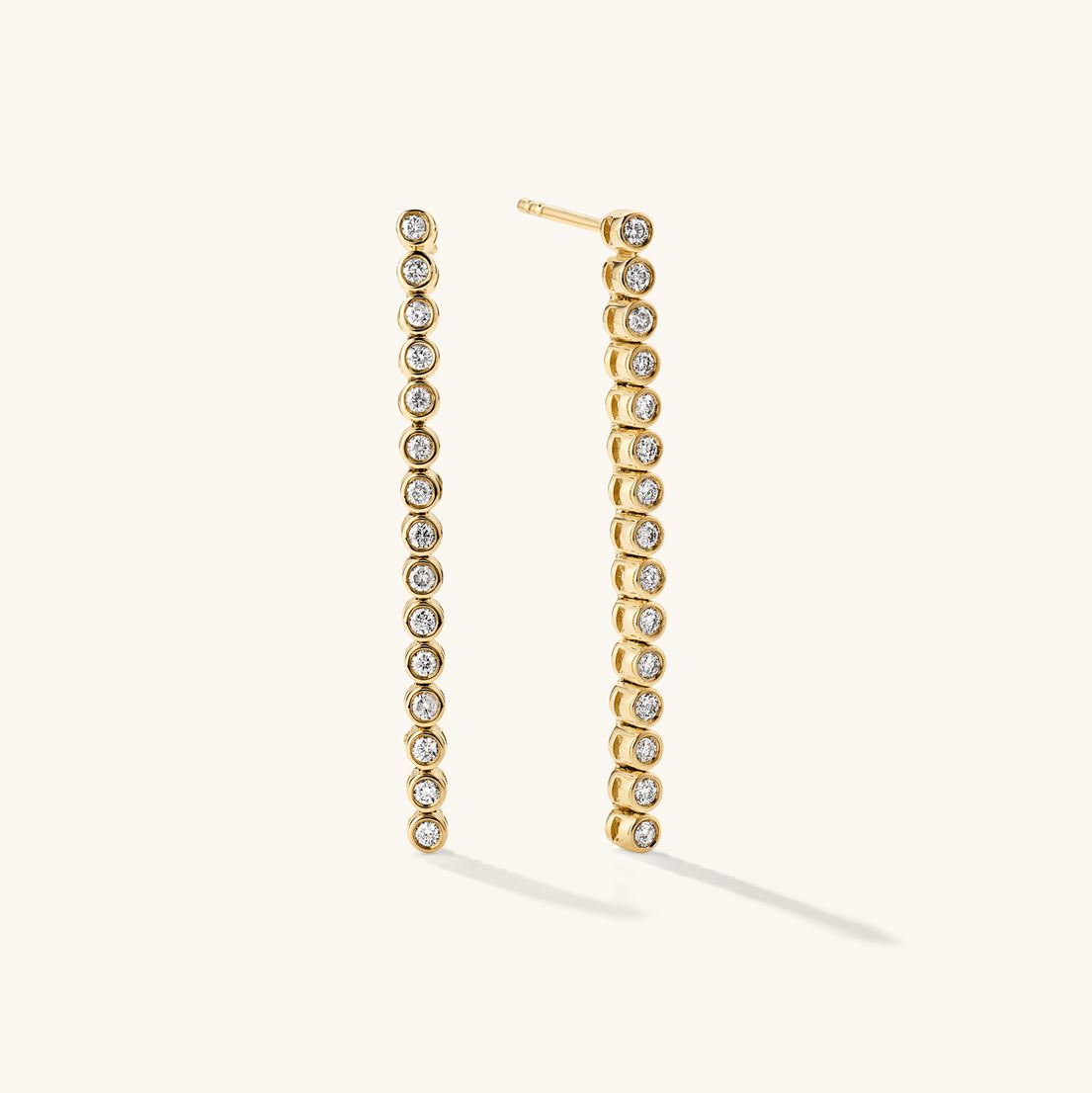 Bezel Lab Grown Diamond Long Tennis Earrings