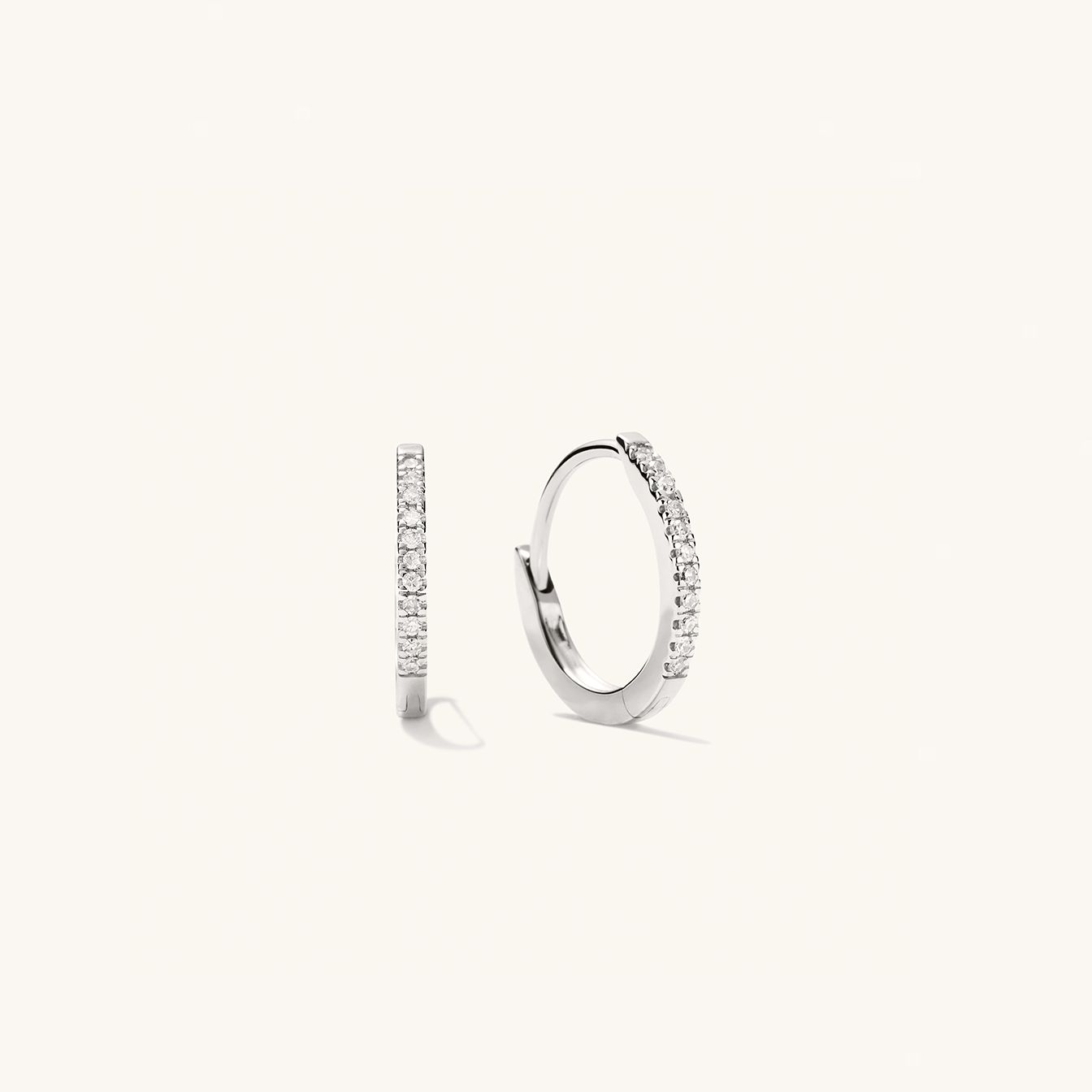 Pave Diamond Huggie Hoops White Gold