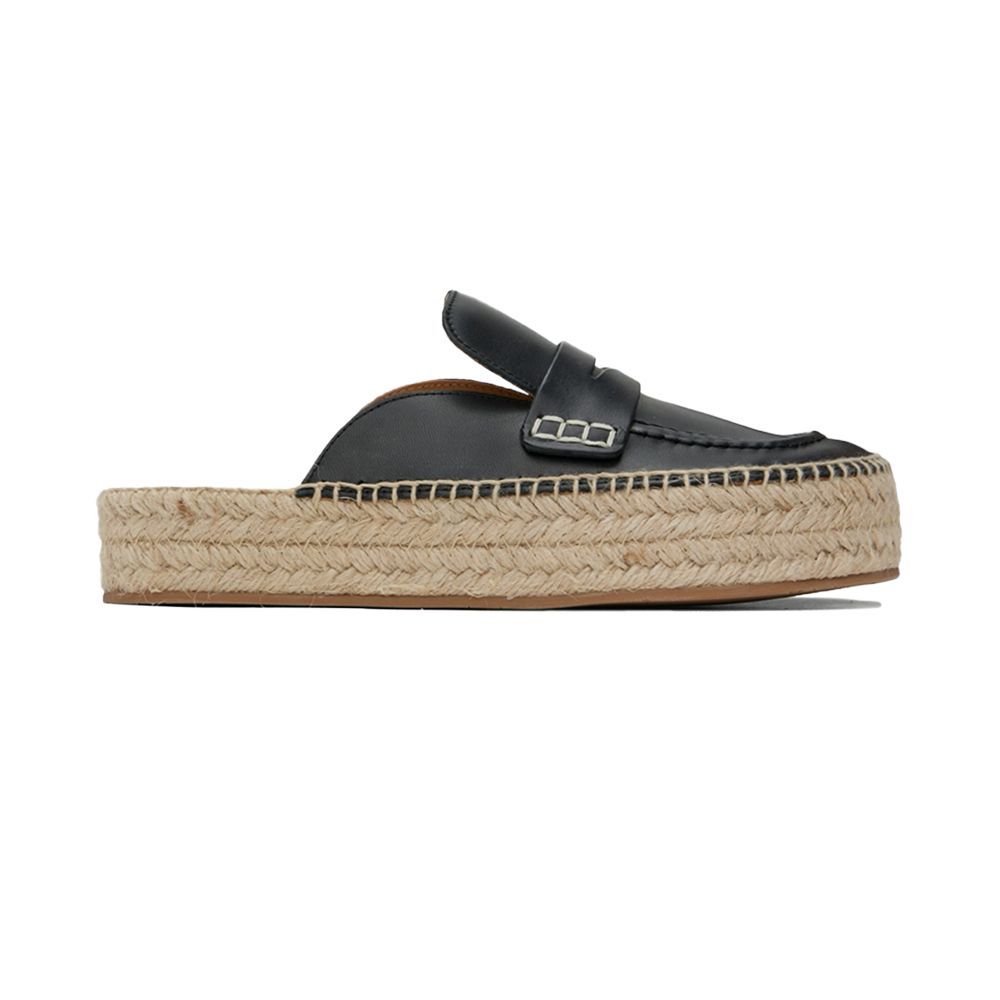 Leather Penny Loafer Espadrille Mules