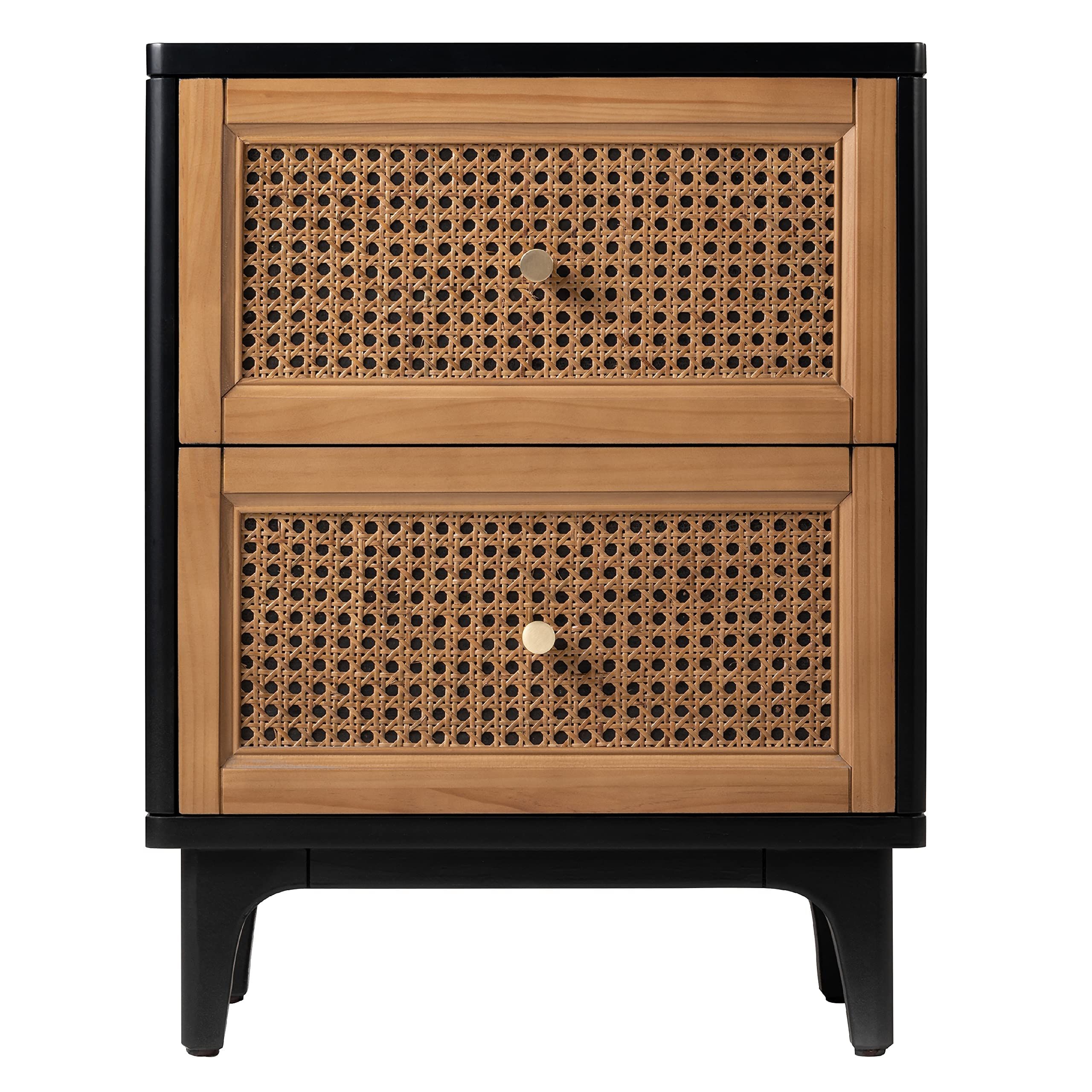  Woven Cane Front Accent Nightstand