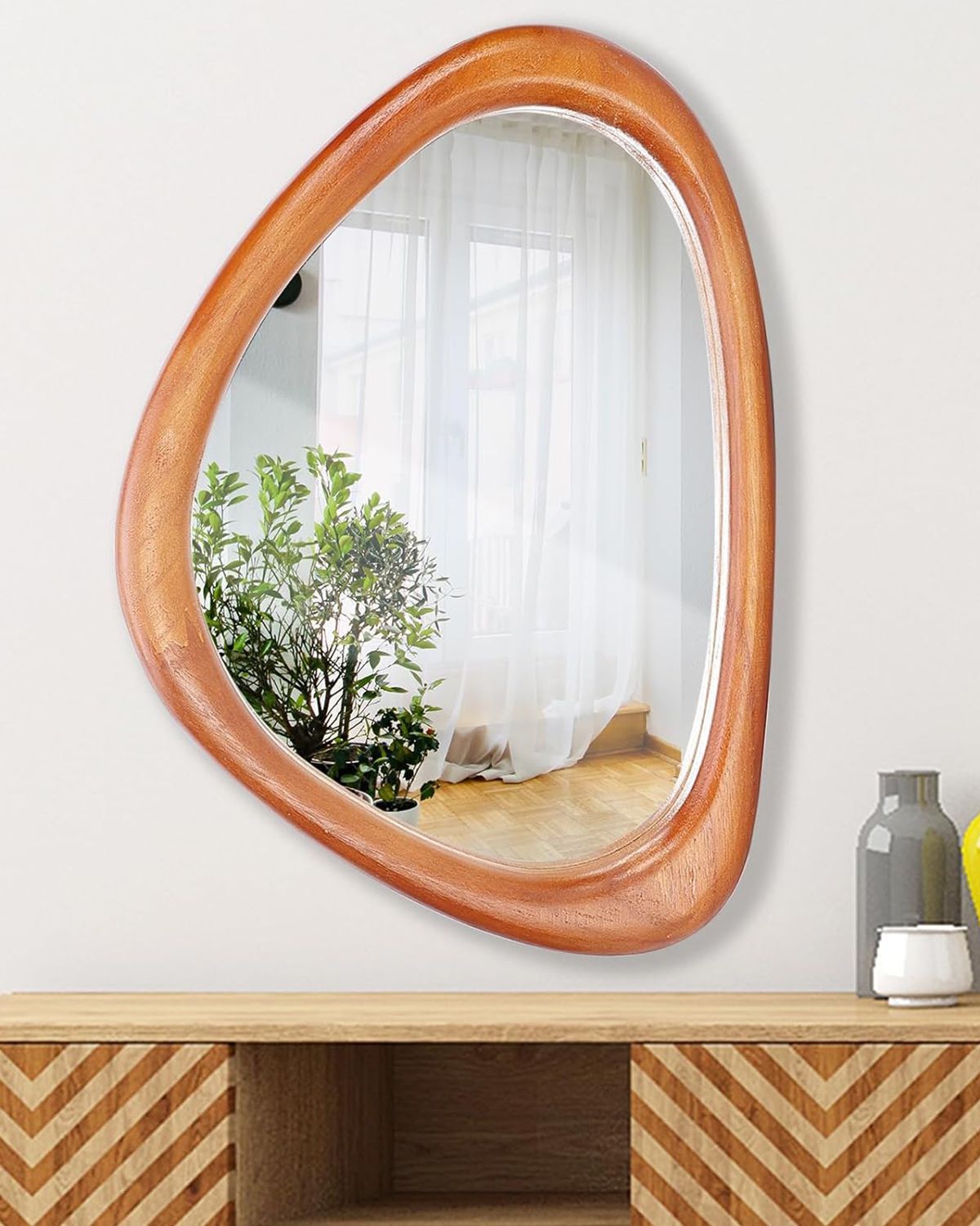 Asymmetrical Wood Mirror