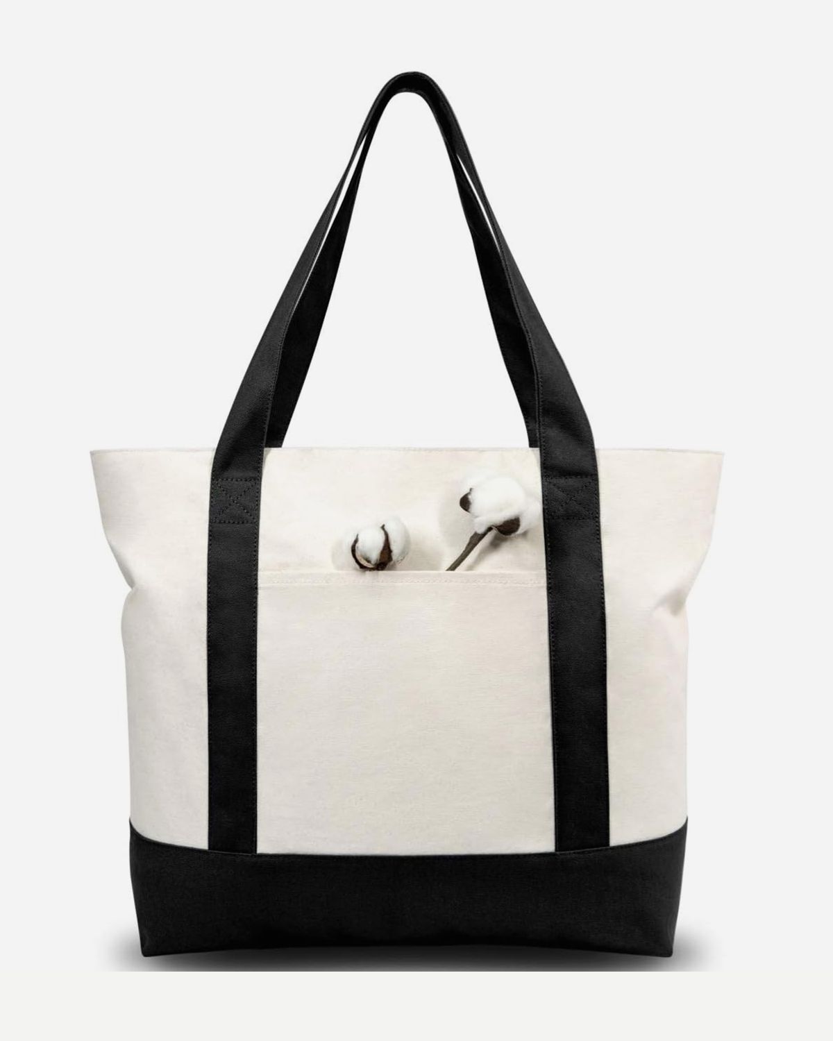 Canvas Tote Bag with Top Zipper Closure