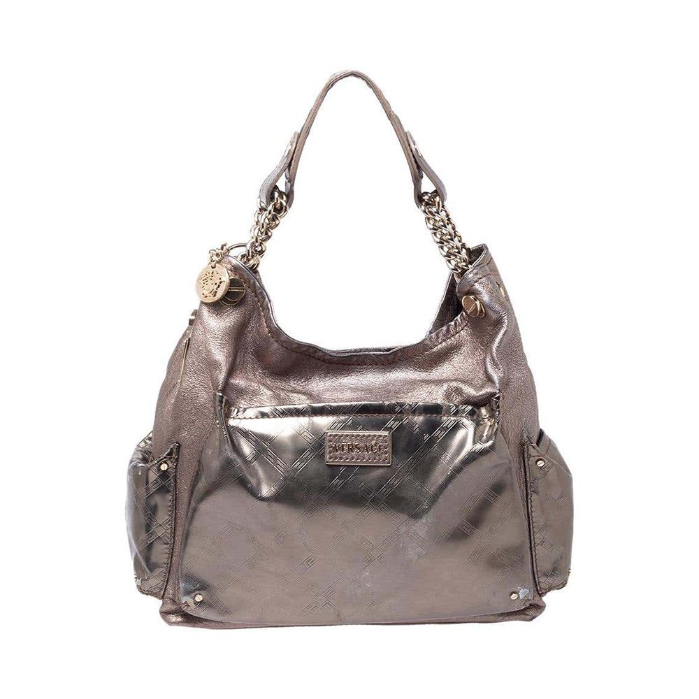Metallic Leather Pocket Shoulder Bag