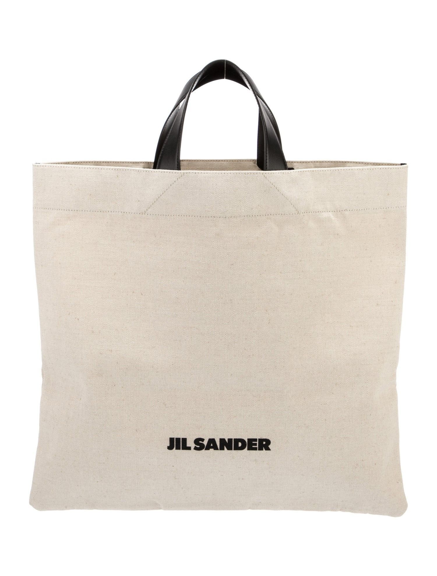 Leather Trim Canvas Tote Bag
