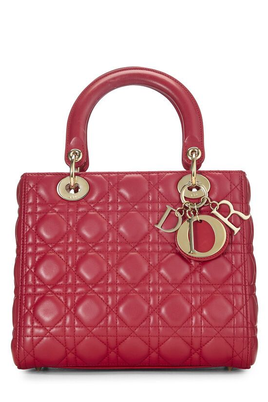 Red Cannage Quilted Lambskin Lady Dior