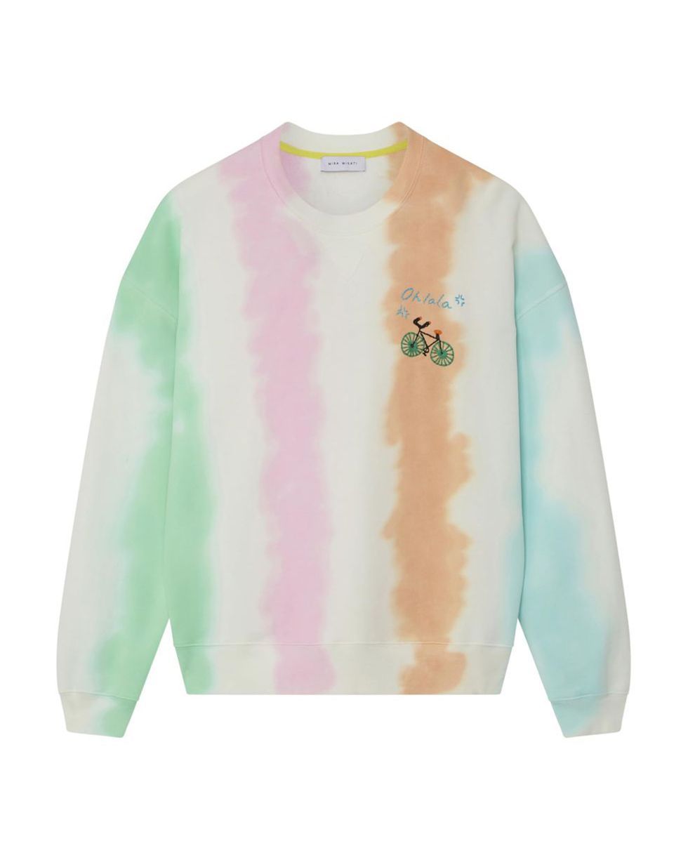 Tie-Dye Stripe Embroidered Sweater