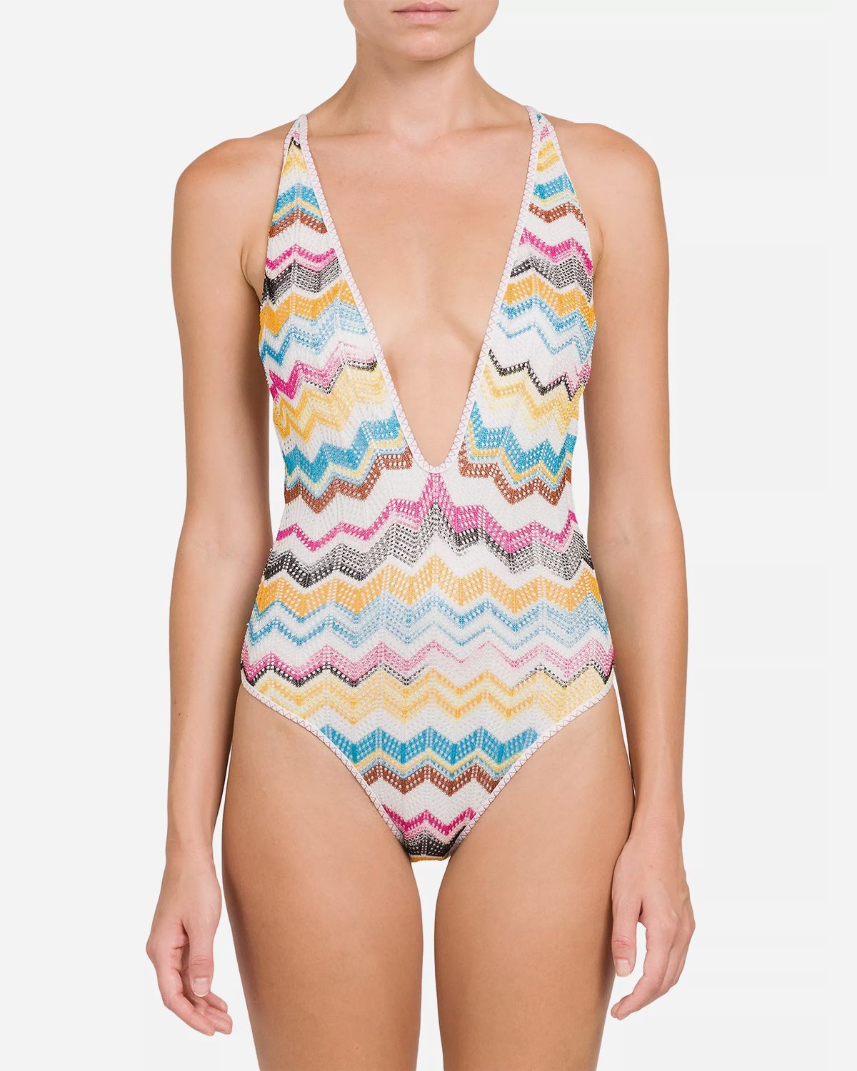 Chevron Halter One-Piece Swimsuit 