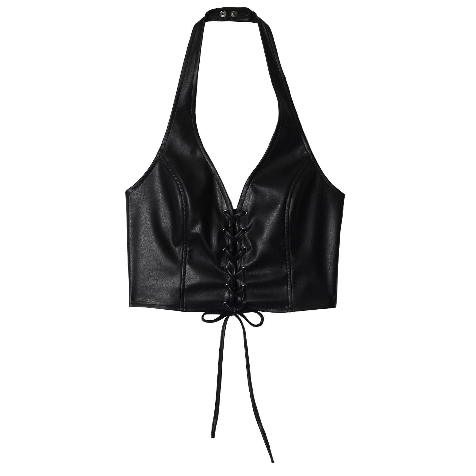  Faux-Leather Halter Top