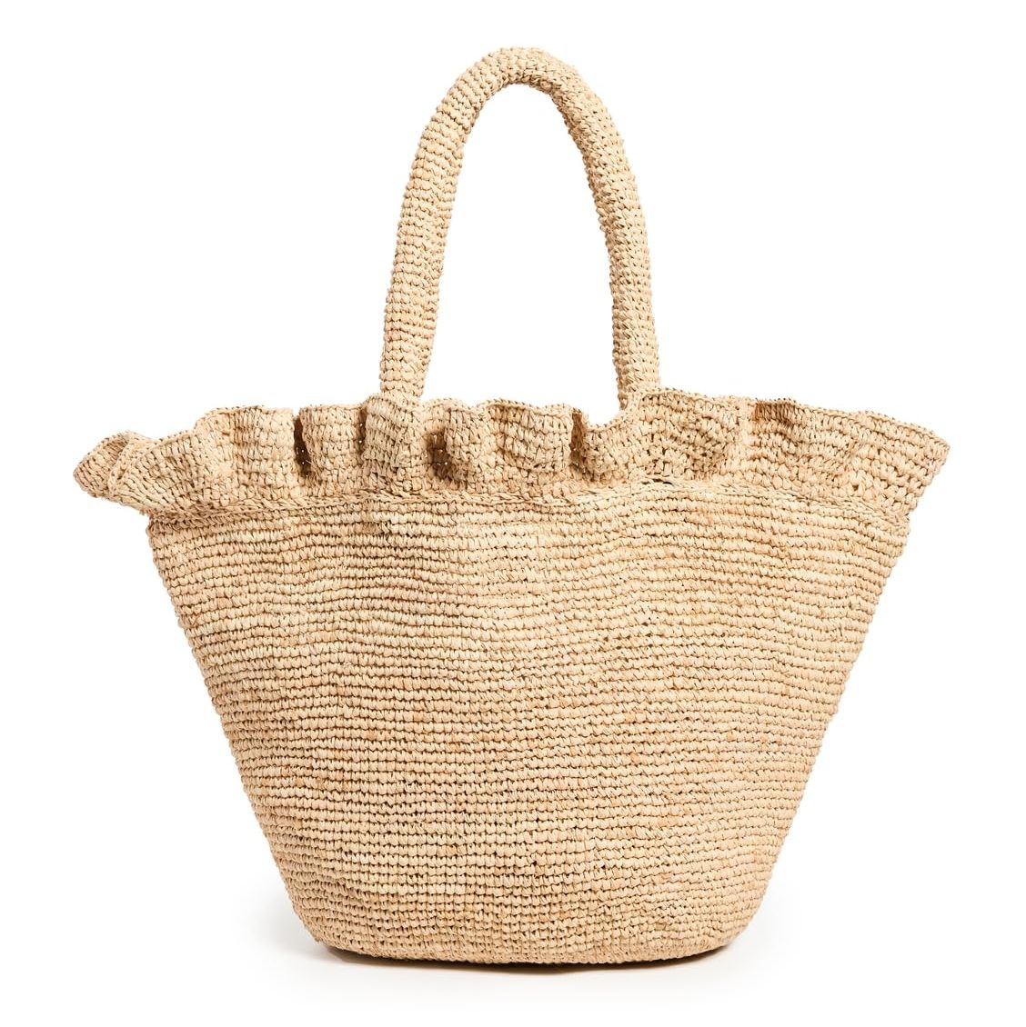 Cyrus Raffia Woven Tote with Ruffle