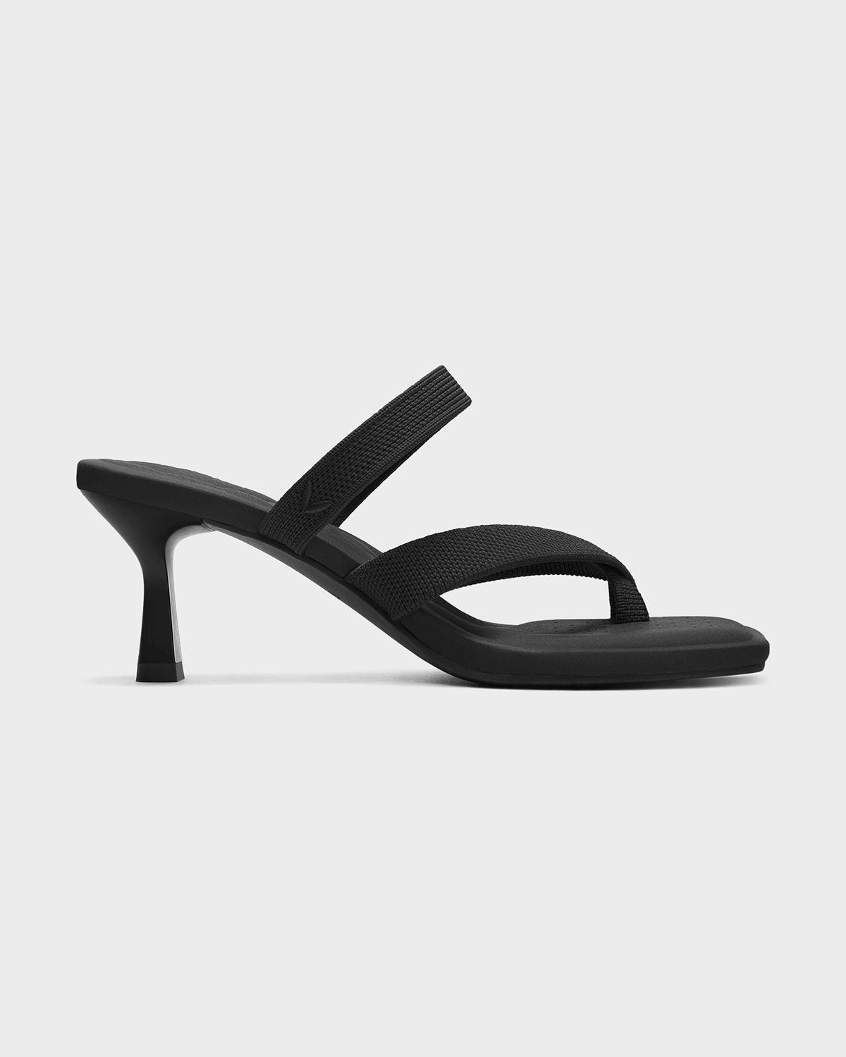 Square-Toe Kitten Heel Strappy Sandals