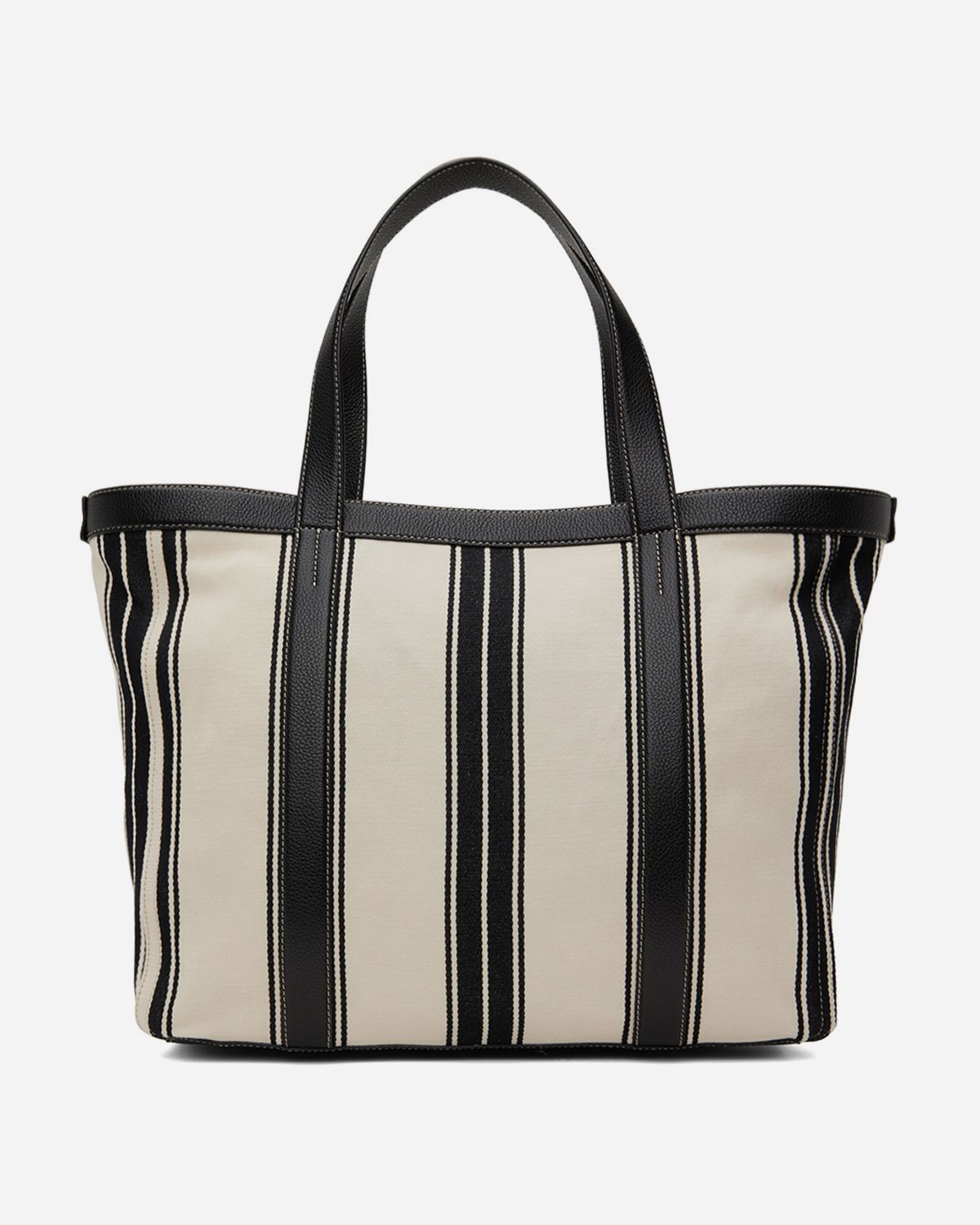 White & Black Striped Tote