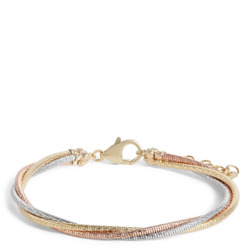 Tri-colored Bracelet in 14K Yellow, Rose, and White Gold