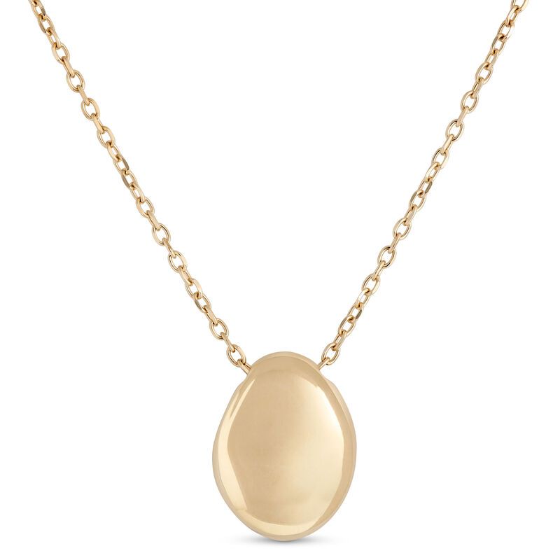 Large Pebble Pendant Necklace in 14K Yellow Gold