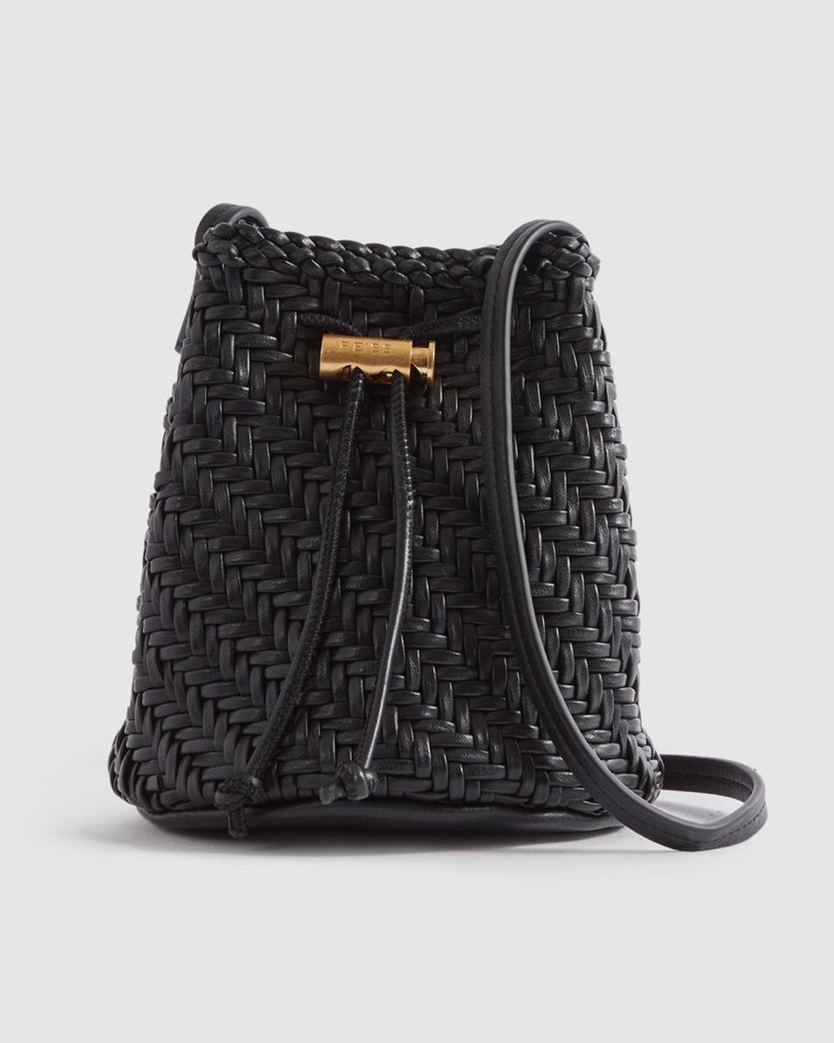 Woven Leather Bucket Bag