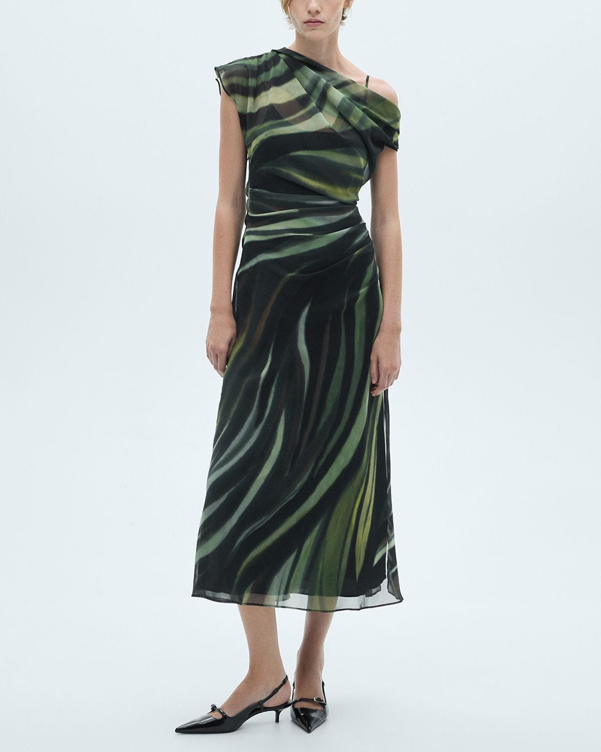 Printed Dress With Draped Detail