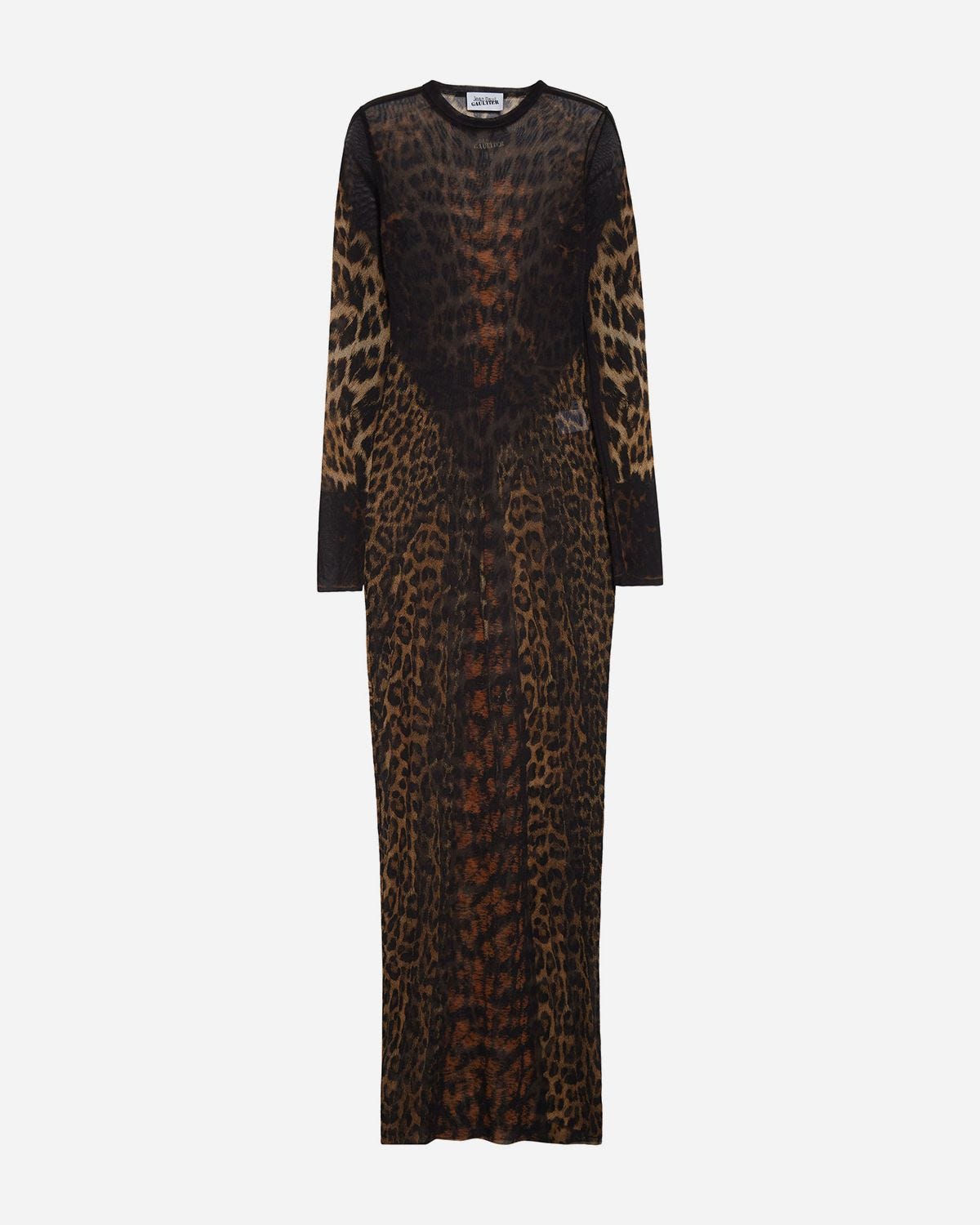 Leopard Print Long Sleeve Mesh Dress