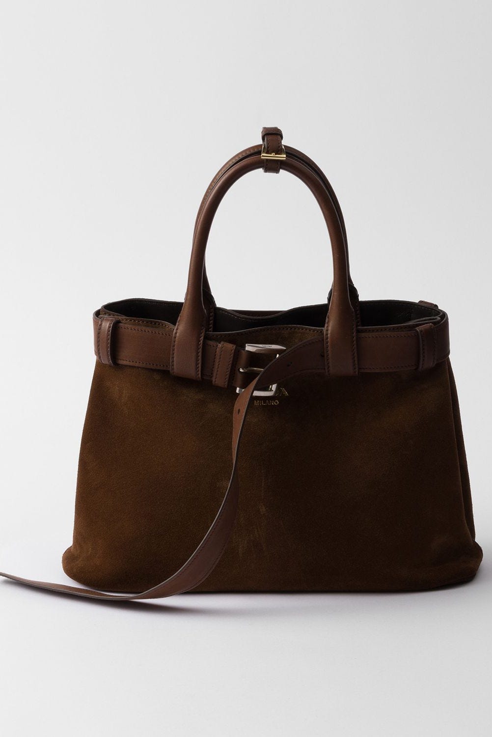 Medium Buckle Suede Bag with Belt