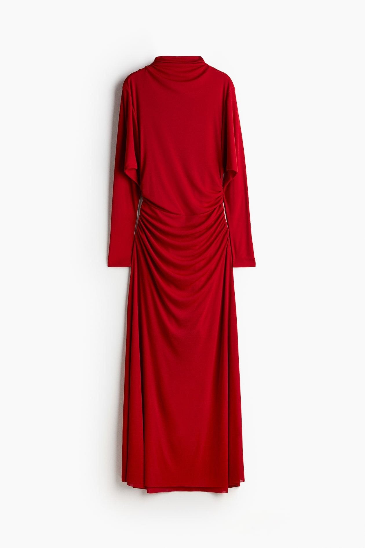 Draped Mock Turtleneck Dress