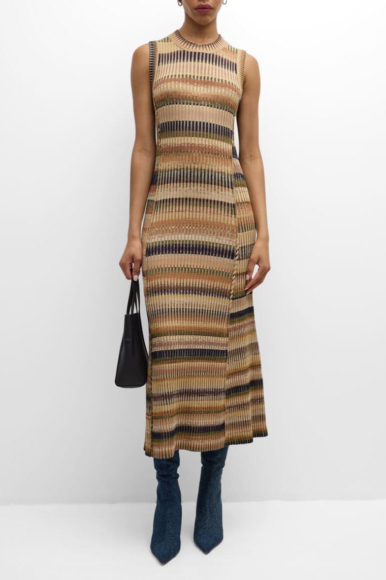 Fairfax Sleeveless Stripe Knit Midi Dress