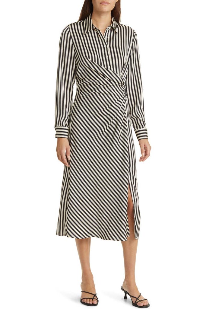 Side Knot Stripe Shirtdress