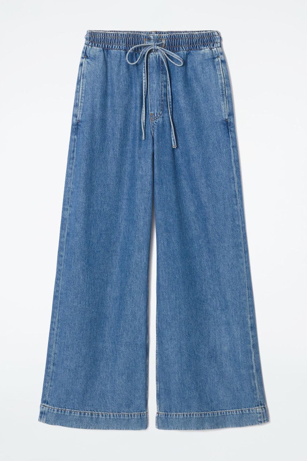 Wide-Leg Fluid Denim Pants