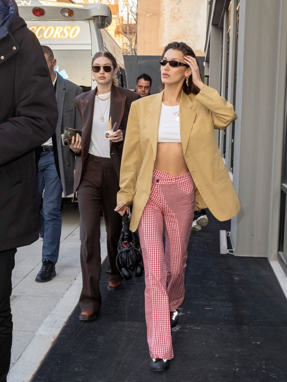 milan, italy february 22 bella hadid and gigi hadid are seen during milan fashion week fallwinter 2020 2021 on february 22, 2020 in milan, italy photo by arnold jerockigetty images