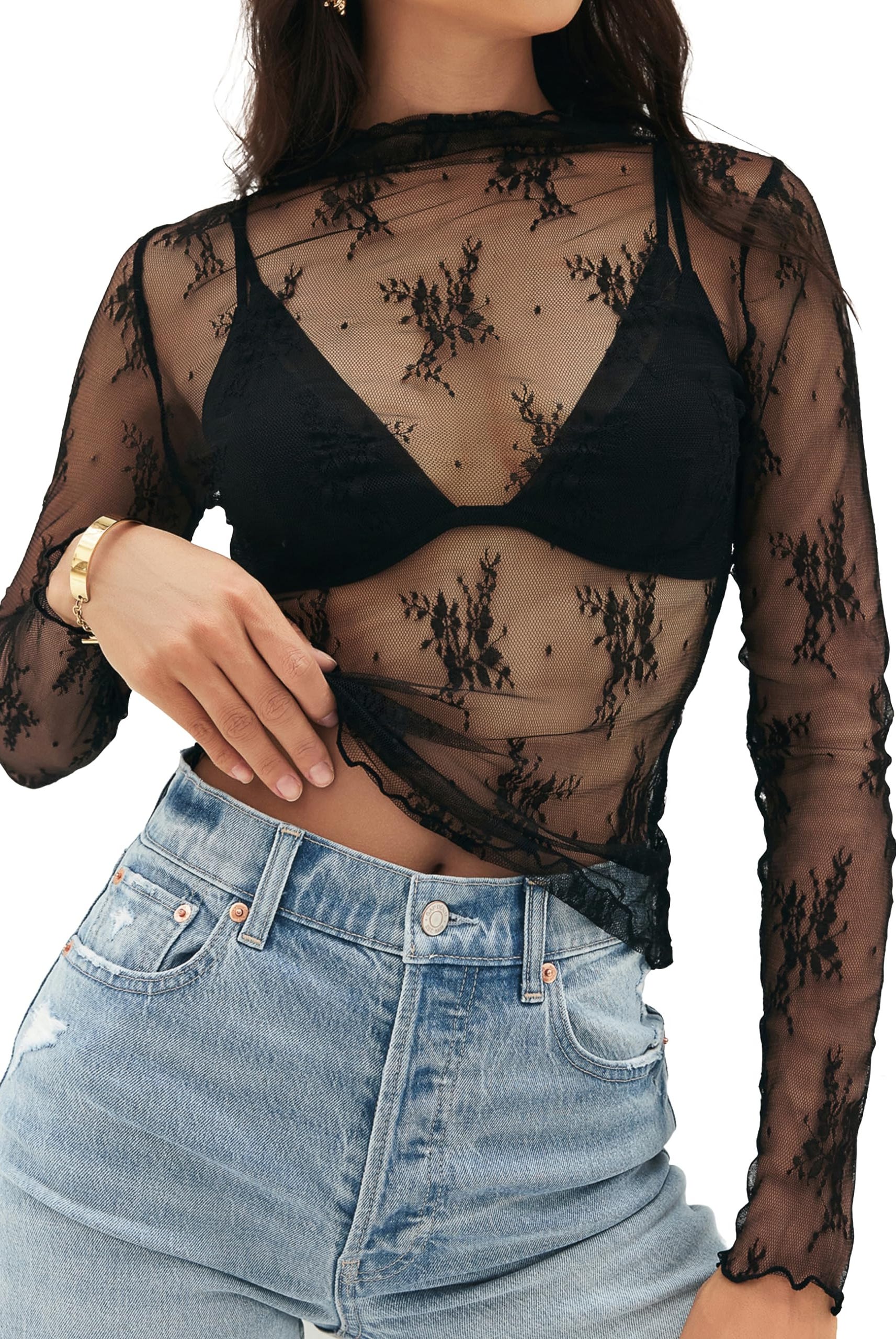 Mesh Sheer Long Sleeve Layering Top