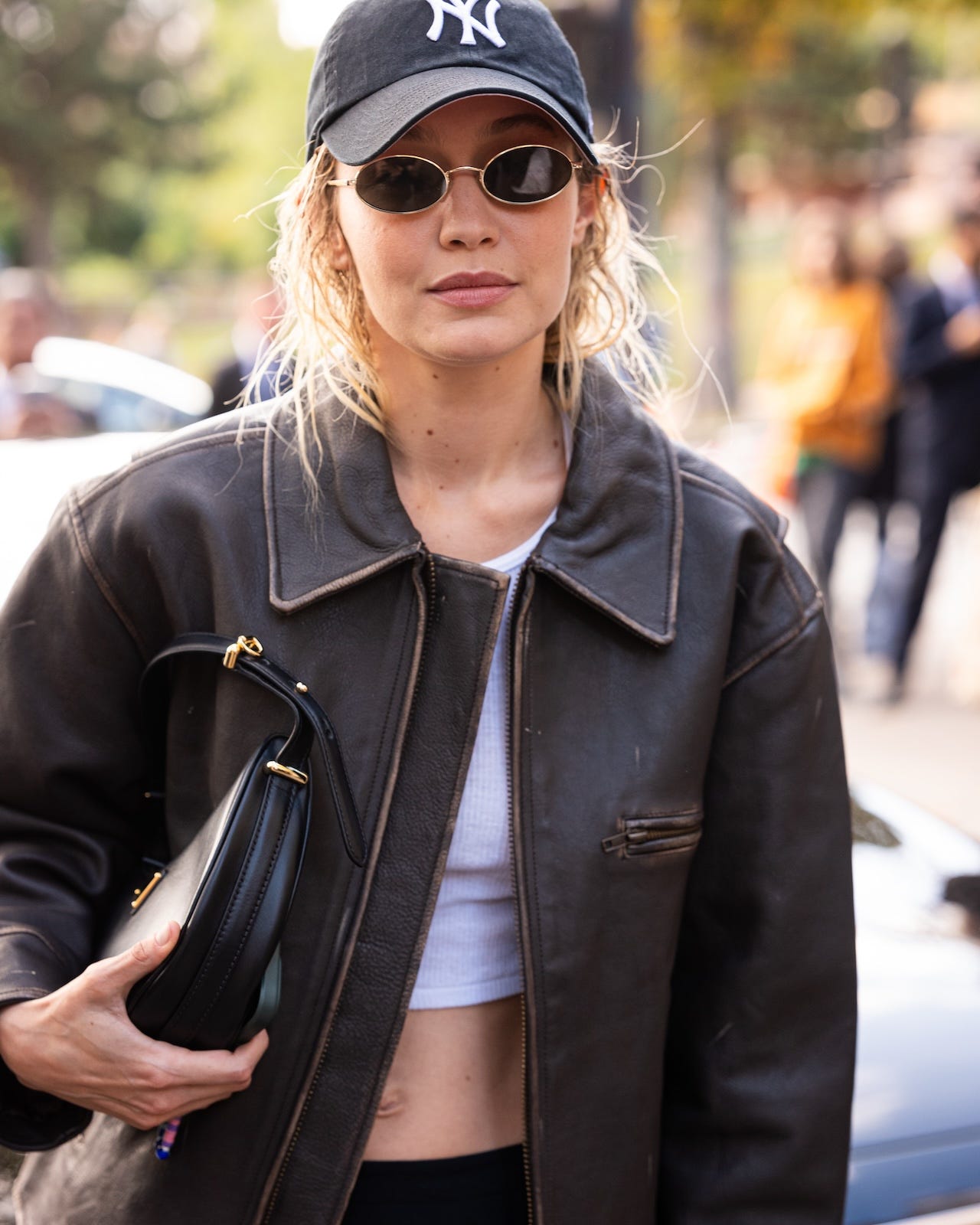 paris, france october 03 gigi hadid is seen outside miu miu fashion show during the womenswear springsummer 2024 as part of paris fashion week on october 03, 2023 in paris, france photo by claudio laveniagetty images