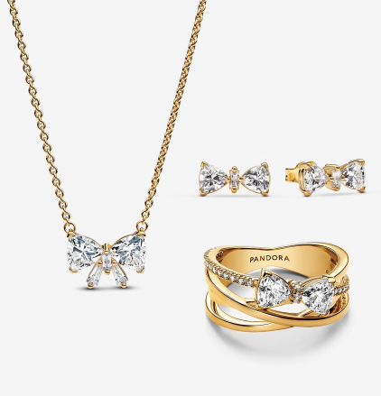 Golden Sparkling Bow Jewelry Set