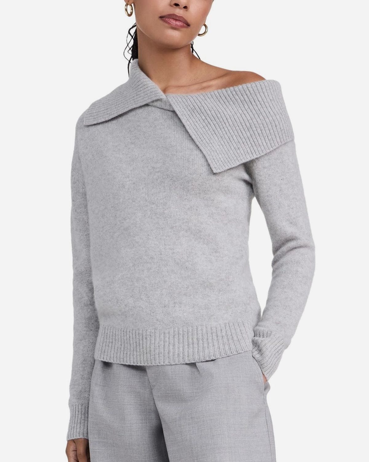 Luxe Cashmere Collared Asymmetrical Sweater