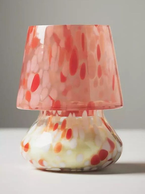 Cheena Night Glass Mushroom Lamp Candle